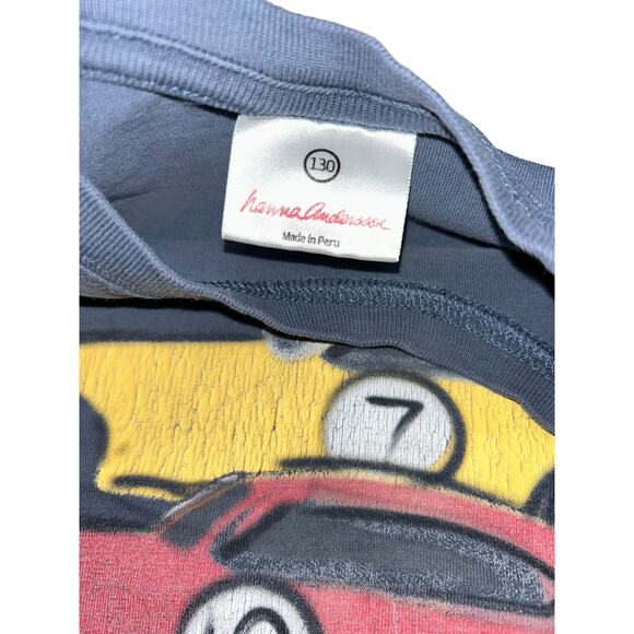 Hanna Andersson Blue Tee with Red and Yellow Car Print, Size 130 - Picture 3 of 4